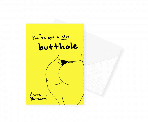 Nice Butthole Happy Birthday Card - Lemon